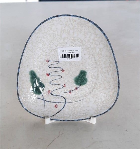  Blanche - Triangle Saucer 14 x 13cm - Dĩa tam giác 14 x 13cm phun vẽ lá 