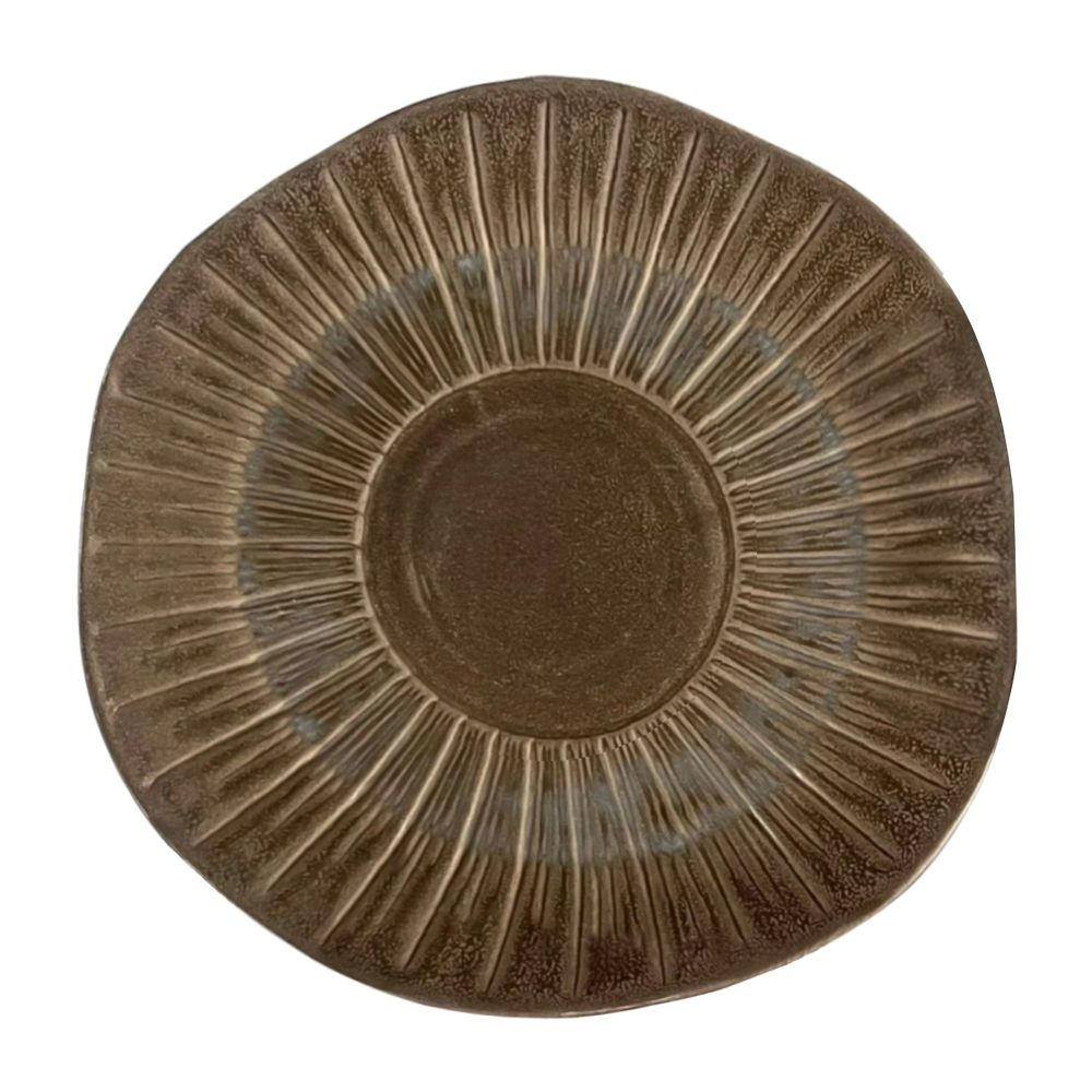  Ancient - Round Plate 22cm - Dĩa lá sen bằng 22cm nâu đồng 