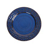  Saphir - Round Plate 25cm - Dĩa tròn 25cm vành tre đan xanh viền nâu 