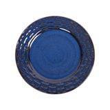  Saphir - Round Plate 20cm - Dĩa tròn 20cm vành tre đan xanh viền nâu 