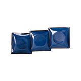  Saphir - 3-compartment Plate 44 x 16cm - Dĩa 3 ngăn 44 x 16cm xanh viền nâu 