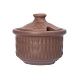  Cocoa - Condiment Pot w/ Lid 9 x 6cm - Hũ gia vị đan tre 9 x 6cm nâu trổ (matte) (Bamboo collection) 