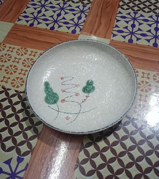  Blanche - Round Coup Plate 16cm - Dĩa ảo 16cm phun vẽ lá 