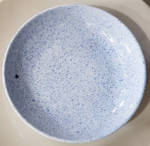  Universe - Round Coup Plate 20cm - Dĩa ảo 20cm trắng phun xanh dương 