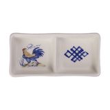  Cream - 2-compartment Sauce Dish 12 x 6cm - Dĩa 2 ngăn nhỏ 12 x 6cm Sắc Màu Thôn Quê (Le Coq collection) 