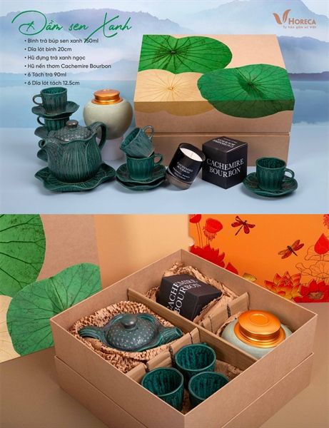  Túi Vải & Hộp Quà Lá Sen - Khay carton (bộ trà) 