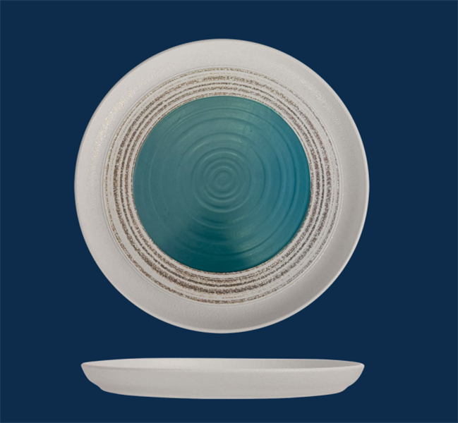  Blanche - Round Plate 28cm - Dĩa tròn vành 28cm lộc phát lòng xanh ngọc bích 