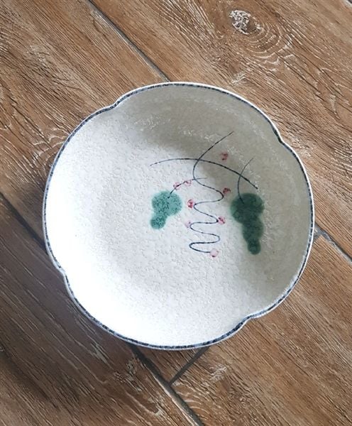  Blanche - Round Coup Plate 20cm - Dĩa ảo bóp 4 cánh 20cm phun vẽ lá 