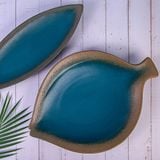  Aphrodite - Round Fish Plate 37cm - Dĩa cá tròn trơn 37cm xanh ngọc bích viền nâu (matte) 