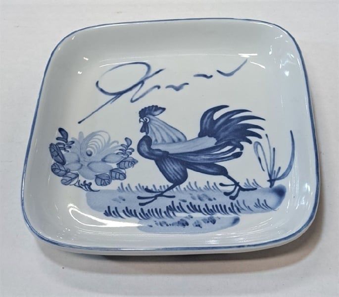  Le Coq - Square Coup Plate 14cm - Dĩa vuông 14cm xanh lam thôn quê 