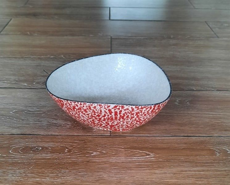  Universe - Triangle Bowl 18cm - Tô tam giác 18cm xám quẹt đỏ (phun) 