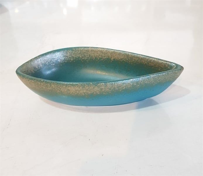 Aphrodite - Leaf Plate 23 x 11cm - Dĩa chiếc lá 23 x 11cm xanh ngọc bích viền nâu (matte) 