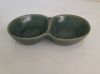 Chlorite - 2-compartment Sauce Dish 15.5 x 8.5cm - Chén chấm 2 ngăn 15.5 x 8.5cm xanh lá đậm trổ (matte)