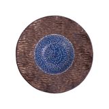  Ancient - Soup Plate 23cm - Dĩa bay 23cm vành vân đá nâu đồng lòng xanh dương 