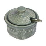  Chlorite - Condiment Pot w/ Lid 9 x 6cm - Hũ gia vị đan tre 9 x 6cm xanh lá đậm trổ (matte) (Bamboo collection) 