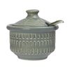 Chlorite - Condiment Pot w/ Lid 9 x 6cm - Hũ gia vị đan tre 9 x 6cm xanh lá đậm trổ (matte) (Bamboo collection)