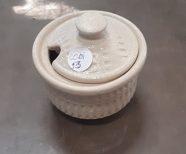  Beige - Condiment Pot w/ Lid 9 x 6cm - Hũ gia vị đan tre 9 x 6cm màu be (Bamboo collection) 