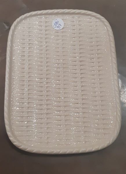  Beige - Rectangular Plate 25cm - Dĩa chữ nhật đan tre 25cm màu be (Bamboo collection) 