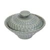  Chlorite - Bowl w/ Lid 18cm - Thố có nắp 18cm xanh lá đậm trổ (matte) (Bamboo collection) 