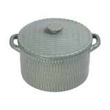  Chlorite - Bowl w/ Lid 21cm - Thố tròn có nắp 21cm xanh lá đậm trổ (matte) (Bamboo collection) 