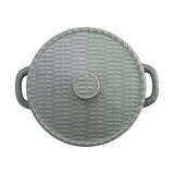  Chlorite - Bowl w/ Lid 21cm - Thố tròn có nắp 21cm xanh lá đậm trổ (matte) (Bamboo collection) 