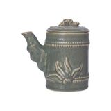  Chlorite - Soy Sauce Pot w/ Lid 10cm - Bình tương lóng tre có nắp 10cm xanh lá đậm trổ (matte) (Bamboo collection) 