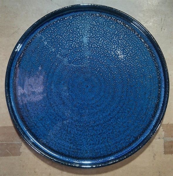  Saphir - Round Flat Plate 26cm - Dĩa tròn vành đứng 26cm xanh viền nâu kim sa (Sparkling collection) 