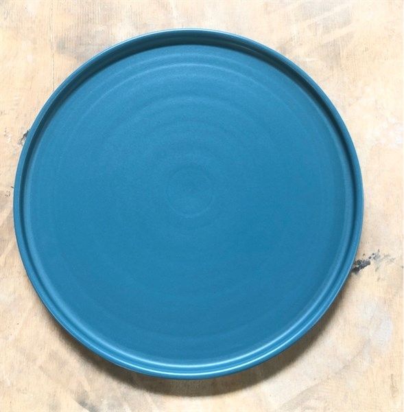  Aqua - Round Flat Plate 30cm - Dĩa tròn vành đứng 30cm xanh biển không viền (matte) 
