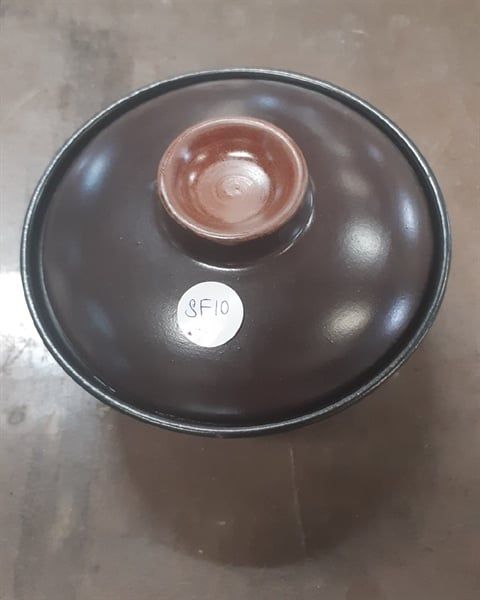 Lid - Nắp bát loe màu đỏ nâu 