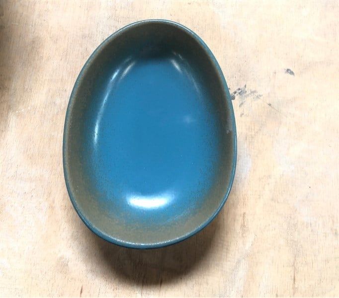  Aqua - Oval Bowl 16.5 x 12.5cm - Tô oval 16.5 x 12.5cm xanh biển viền nâu (matte) 