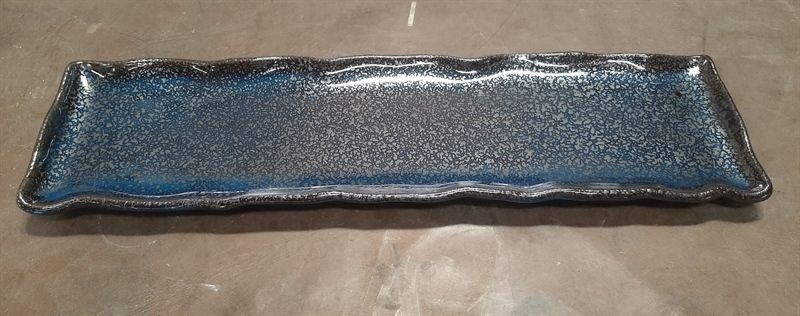  Saphir - Plate 48.5 x 13.5cm - Dĩa 48.5 x 13.5cm xanh viền nâu kim sa (Sparkling collection) 