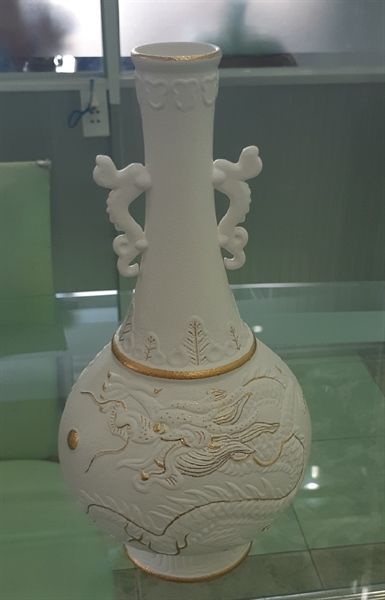  Décor - "Song Long Van Phuc" 45cm - Bình "Song Long Vạn Phúc" 45cm tuyết trắng 