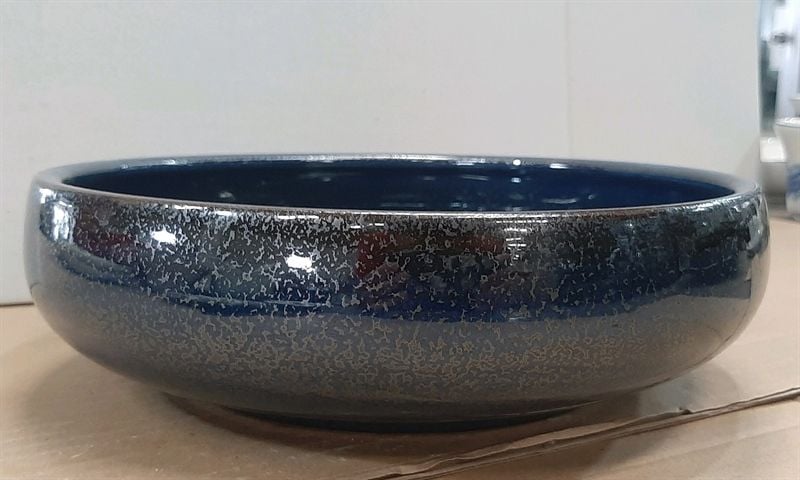  Saphir - Round Bowl 24cm - Tô thấp 24cm xanh viền nâu kim sa (Sparkling collection) 
