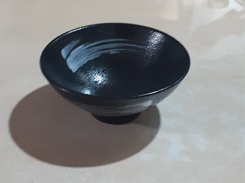  Noir - Rice Bowl 12.5cm - Chén cơm loe 12.5cm đen có vệt 