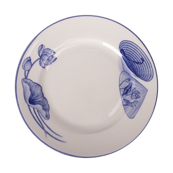  Cream - Round Plate 25cm - Dĩa tròn 25cm The Nón Lá (Bonjour Vietnam) 
