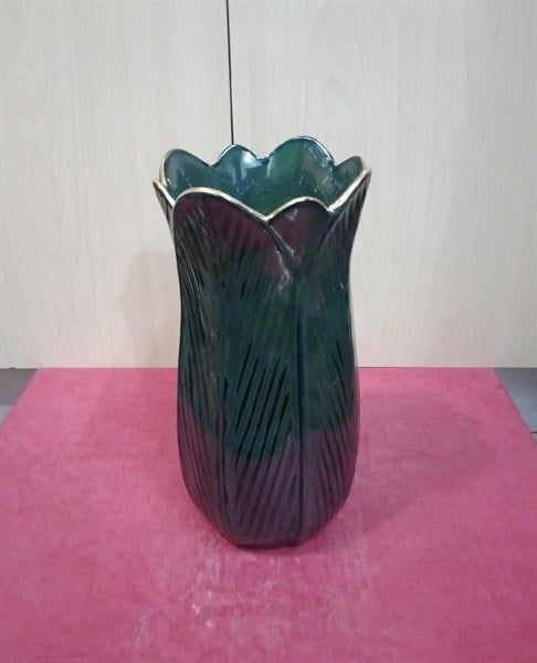  Vase_Bình hoa tulip 23cm xanh rêu 