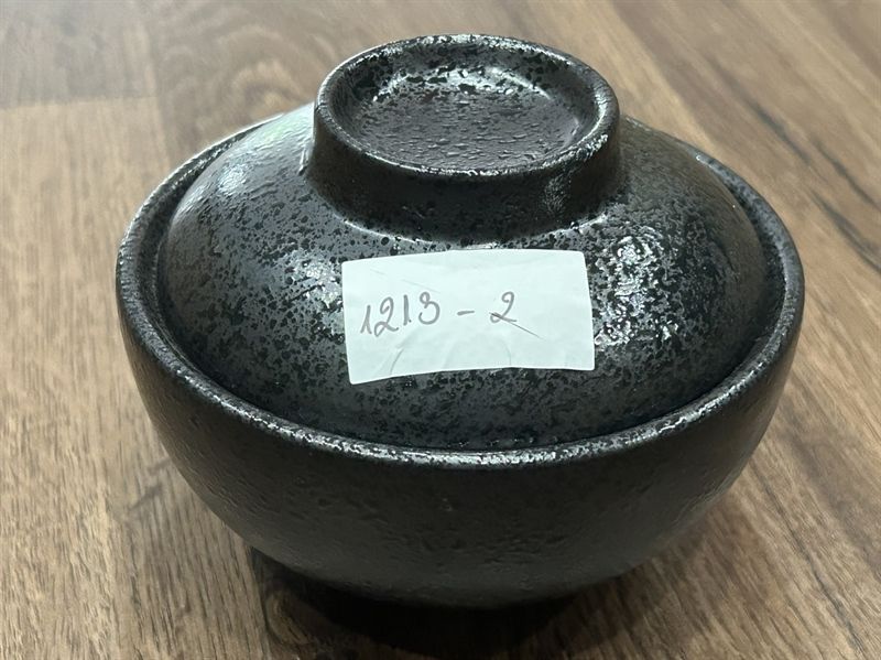  Noir - Bowl w/ Lid 12 x 9cm - Tô có nắp 12 x 9cm đen không vệt 
