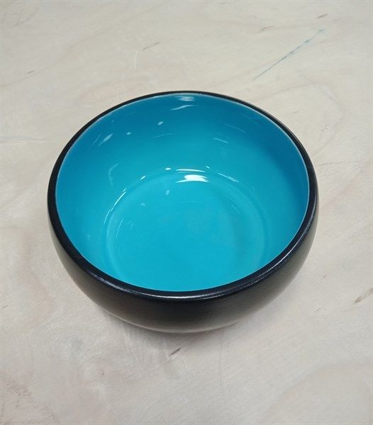  Round Bowl 11 x 5.5cm - Tô tròn dày 11 x 5.5cm đen lòng xanh dương 