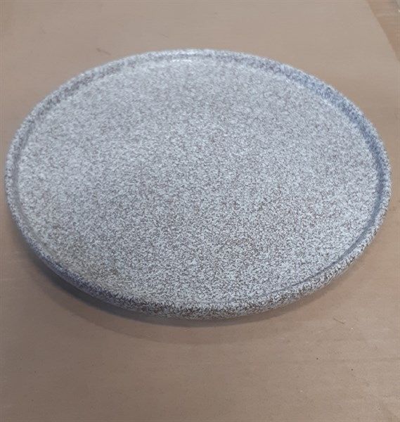  Terracotta - Round Flat Plate 26cm - Dĩa tròn vành đứng 26cm tử sa phun trắng 