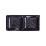  Noir - 2-compartment Sauce Dish 12 x 6cm - Dĩa 2 ngăn nhỏ 12 x 6cm đen có vệt 