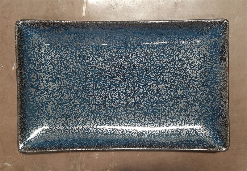  Saphir - Rectangular Plate 32.5 x 20cm - Dĩa chữ nhật 32.5 x 20cm xanh viền nâu kim sa (Sparkling collection) 