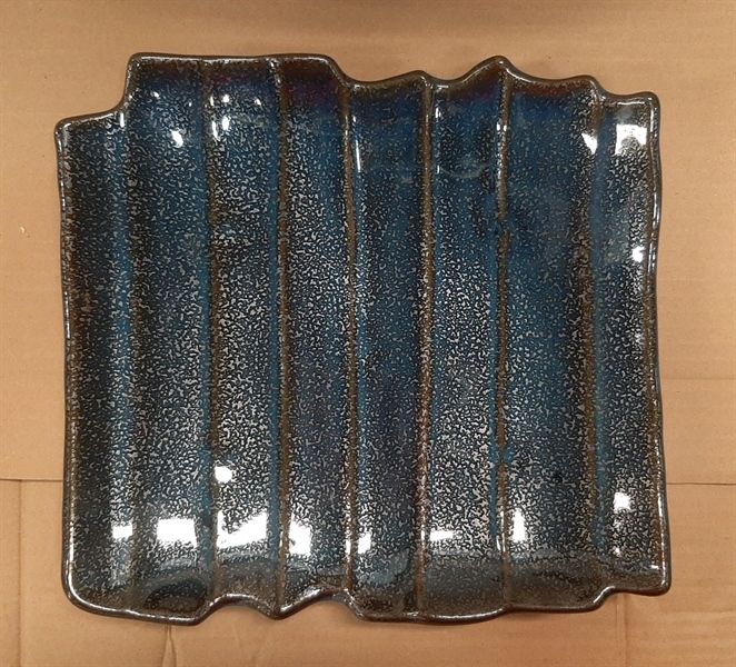  Saphir - Plate 26 x 25cm - Dĩa 26 x 25cm xanh viền nâu kim sa (Sparkling collection) 