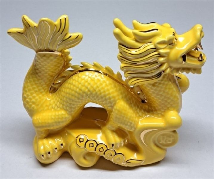  Décor - Tượng "Long Vương Vạn Phúc" 25 x 22cm màu vàng 