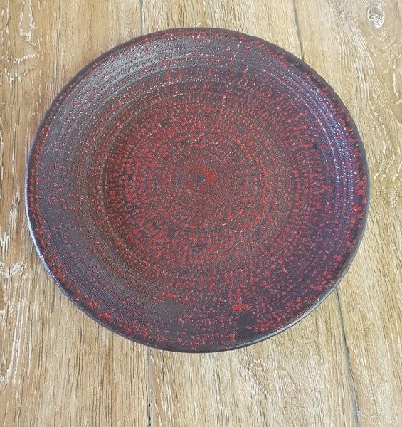  Universe - Round Plate 31cm - Dĩa tròn 31cm đen quẹt đỏ 