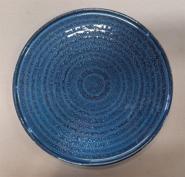  Saphir - Round Flat Plate 30cm - Dĩa tròn vành đứng 30cm xanh viền nâu kim sa (Sparkling collection) 