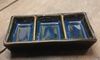 Saphir - 3-compartment Sauce Dish 12 x 6 x 2.5cm - Dĩa chấm 3 ngăn 12 x 6 x 2.5cm xanh viền nâu