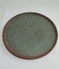  Terracotta - Round Flat Plate 26cm - Dĩa tròn vành đứng 26cm tử sa phun xanh rêu 