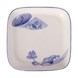  Cream - Square Coup Plate 14cm - Dĩa vuông 14cm The Nón Lá (Bonjour Vietnam) 