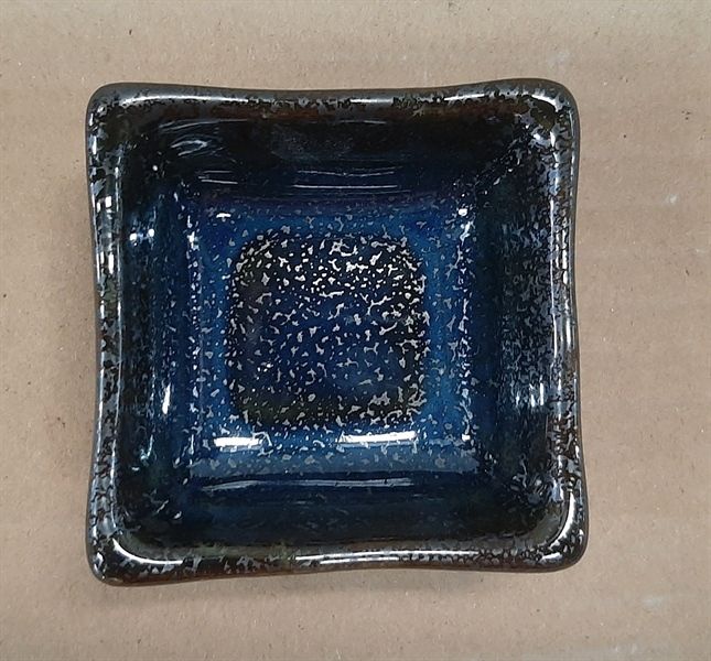  Saphir - Square Sauce Dish 6.3 x 2.8cm - Chén chấm vuông 6.3 x 2.8cm xanh viền nâu kim sa (Sparkling collection) 