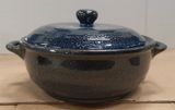  Saphir - Bowl w/ Lid 20cm - Thố có nắp sọc tròn 20cm xanh viền nâu kim sa (Sparkling collection) 